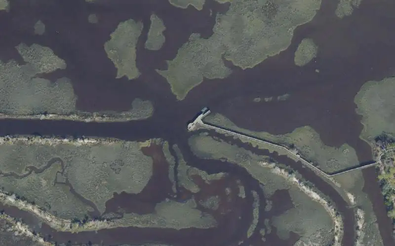 Aerial photo of the area around Tide Views Preserve Canoe Landing (Long Portage!), Duval County