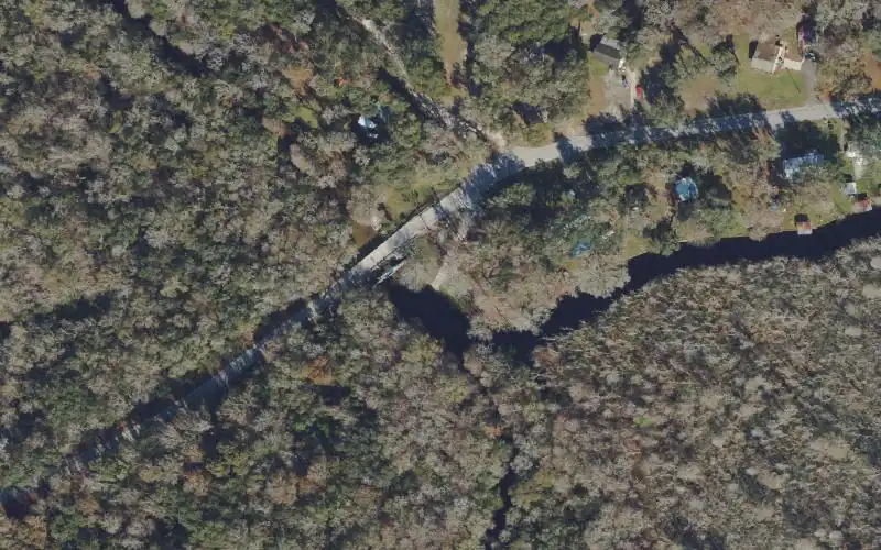 Aerial photo of the area around Trails End Public Boat Ramp, Citrus County