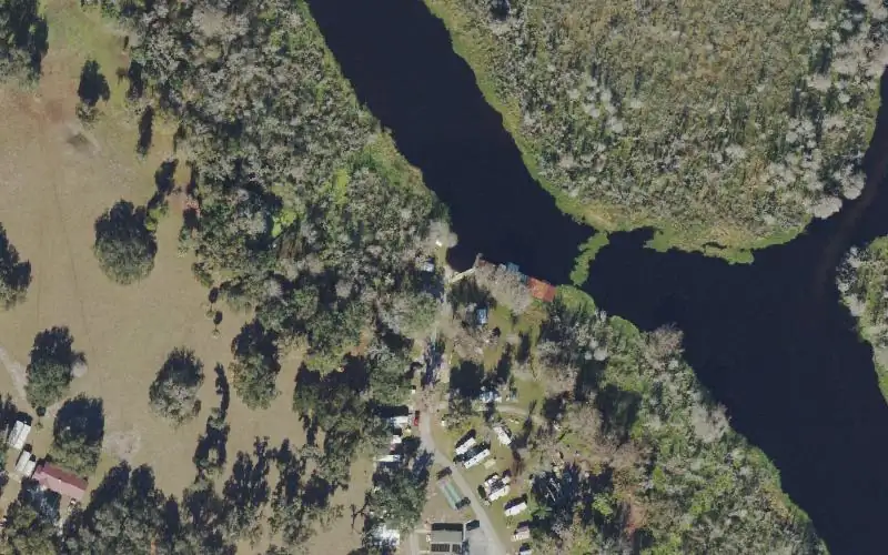 Aerial photo of the area around Turtleback RV Resort, Sumter County