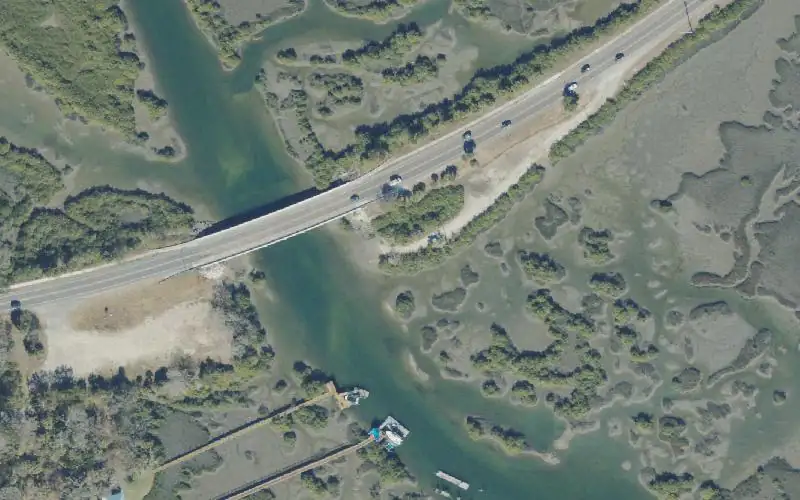 Aerial photo of the area around Vilano Causeway Primitive Access, St. Johns County