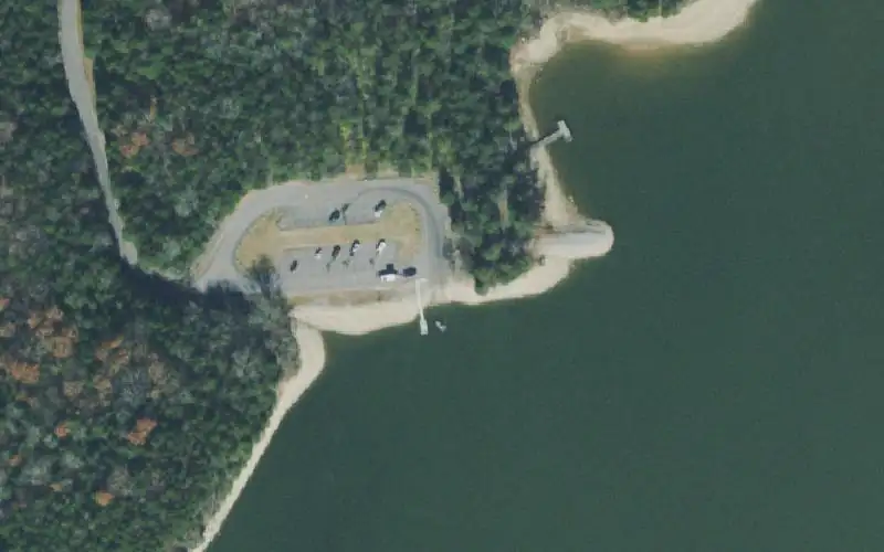 Aerial photo of the area around Vivrett Creek Recreation Area, Wilson County