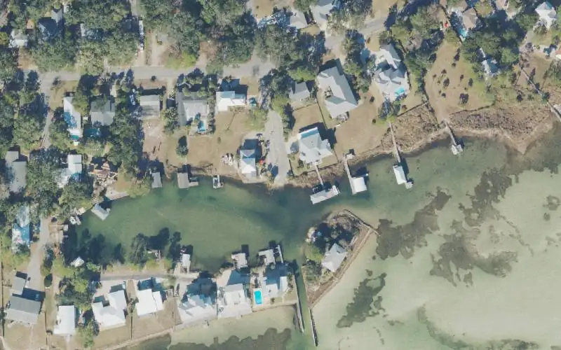 Aerial photo of the area around Walkedge Boat Ramp, Okaloosa County