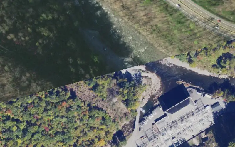 Aerial photo of the area around Walters Powerhouse Access, Cocke County