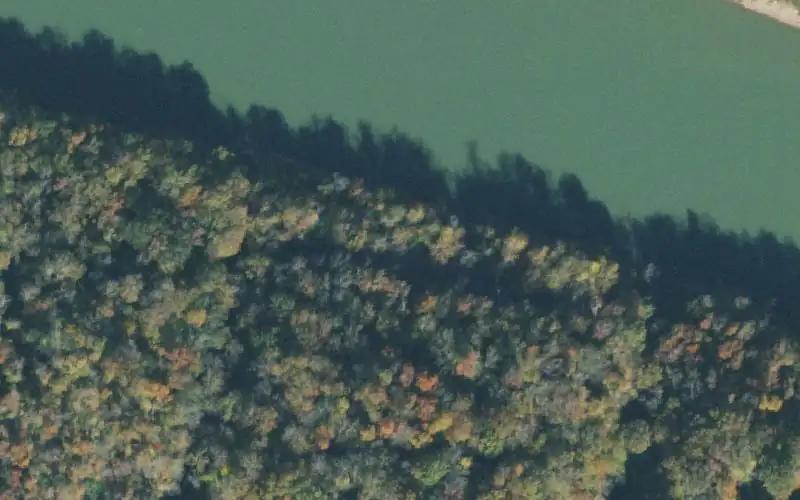 Aerial photo of the area around Warren County Boat Ramp, Warren County