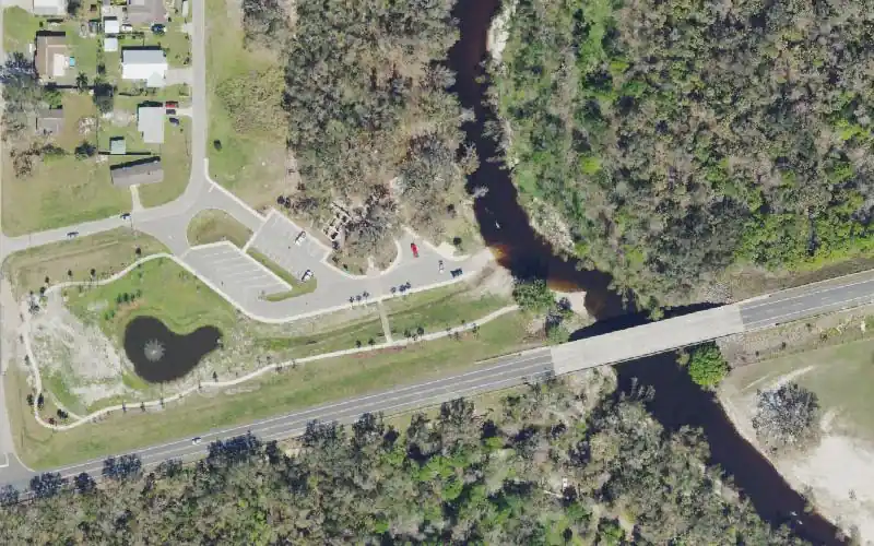 Aerial photo of the area around Wauchula Crews Riverside Park and Boat Ramp, Hardee County