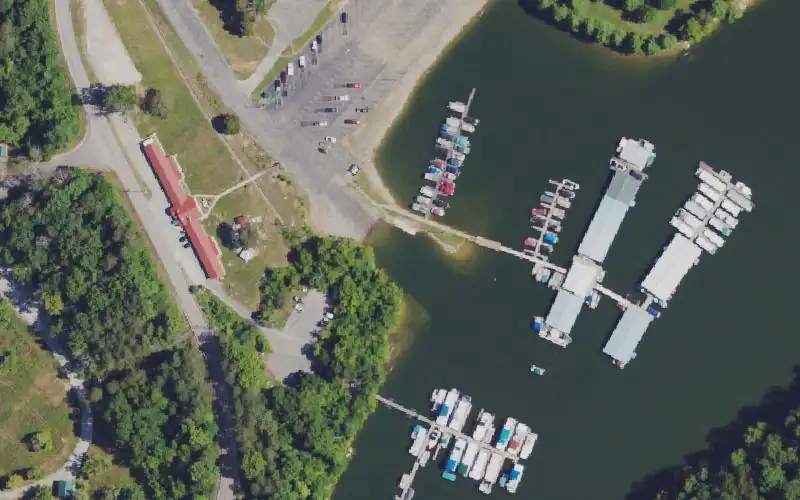 Aerial photo of the area around Wax Ramp, Grayson County