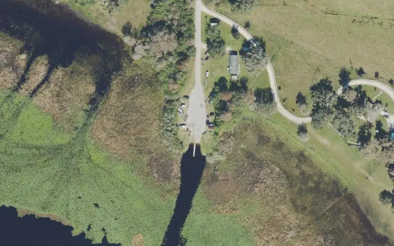 Aerial photo of the area around Whaley's Landing Public Boat Ramp, Osceola County
