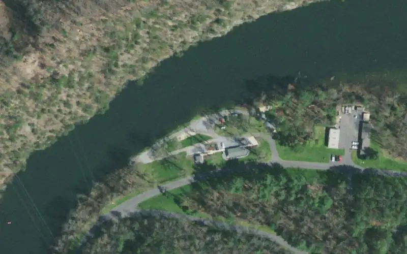 Aerial photo of the area around Wilbur Reservoir Boat Ramp, Carter County