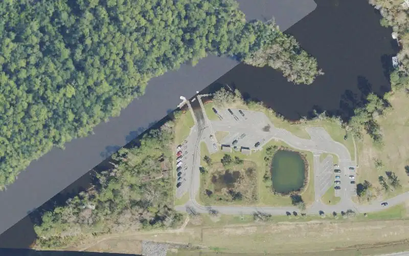 Aerial photo of the area around Wilson B. Robertson Park Boat Ramp, Escambia County