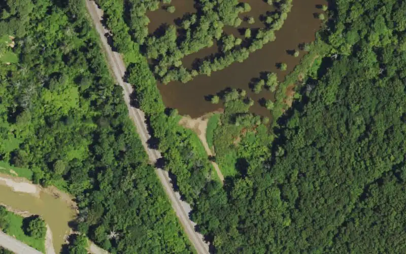 Aerial photo of the area around Winford WMA, Carlisle County